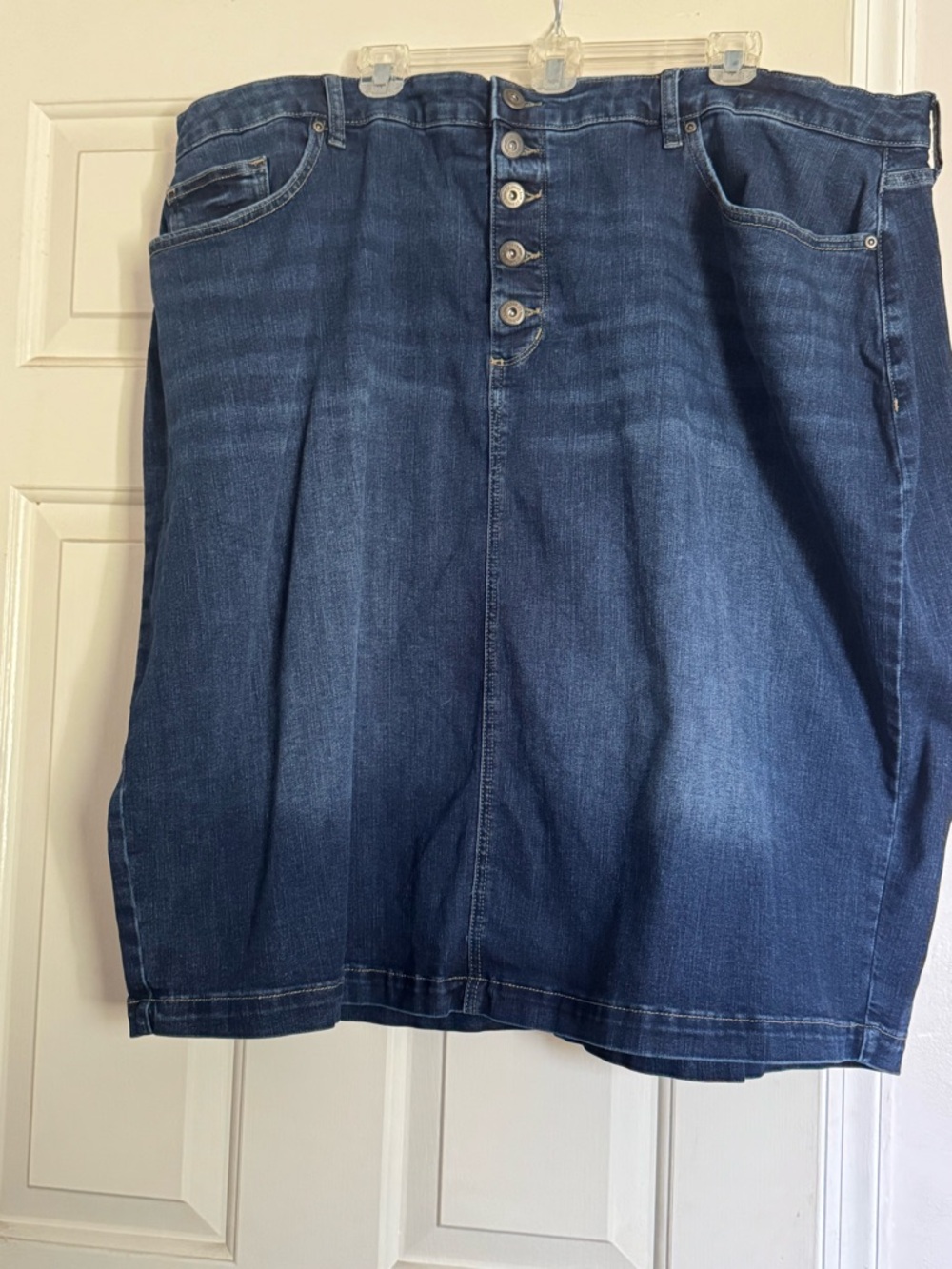St. John's Bay Dark Blue Denim A-Line Skirt in great condition.